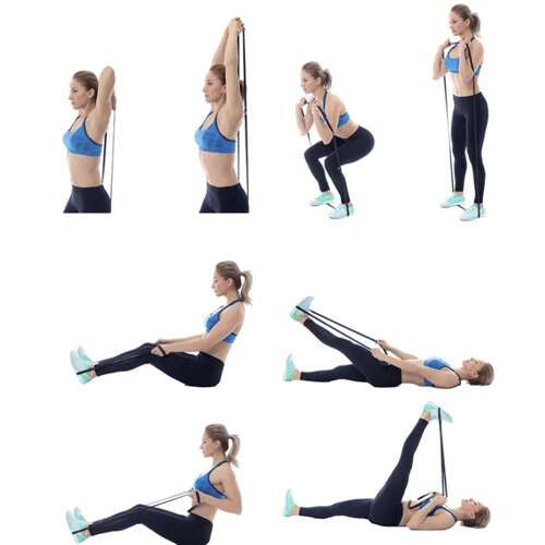 Set Elastičnih Traka za Vježbanje 4 Komada s Držačem za Vrata