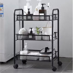 Mobilna Kuhinjska Polica s 3 Košare 65 x 25 x 44 cm Crna