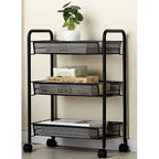 Mobilna Kuhinjska Polica s 3 Košare 65 x 25 x 44 cm Crna