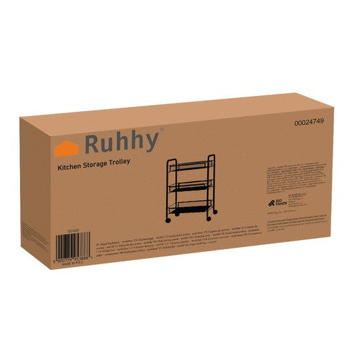 Mobilna Kuhinjska Polica s 3 Košare 65 x 25 x 44 cm Crna