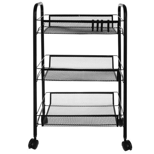 Mobilna Kuhinjska Polica s 3 Košare 65 x 25 x 44 cm Crna