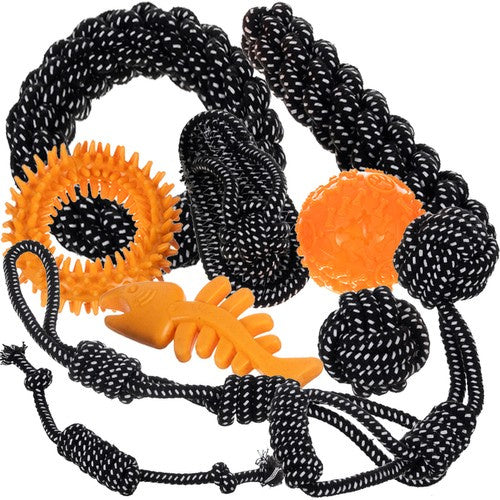 Set Igračaka za Pse, 10 Komada, Crno-Bijelo-Žuti