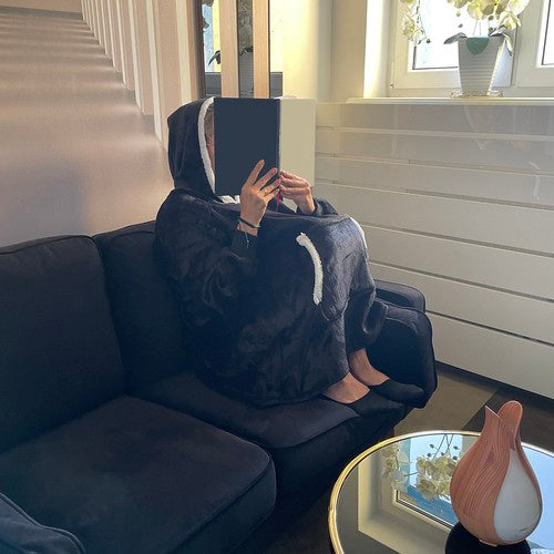 XXL Deka Hoodie Crna, 85 x 75 cm, Flanel, Oversize