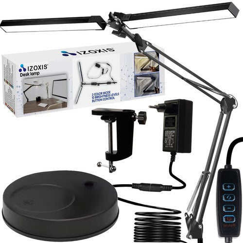 Podesiva Stolna Lampa za Crtanje s 2 Izvora Svjetlosti, Crna