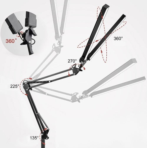 Podesiva Stolna Lampa za Crtanje s 2 Izvora Svjetlosti, Crna