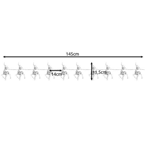 LED Božićne Svjetiljke u Obliku Sobova, Toplo Bijela, 10 Kom, 133 cm