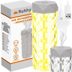 Ovlaživač Zraka i Noćna Lampa s LED Ružom, 400 ml, Bijela/Prozirna, 18 x 7 cm