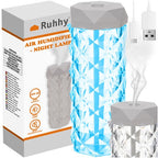 Ovlaživač Zraka i Noćna Lampa s LED Ružom, 400 ml, Bijela/Prozirna, 18 x 7 cm