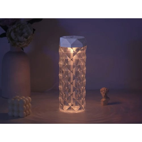 Ovlaživač Zraka i Noćna Lampa s LED Ružom, 400 ml, Bijela/Prozirna, 18 x 7 cm
