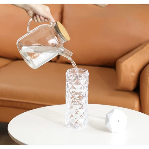Ovlaživač Zraka i Noćna Lampa s LED Ružom, 400 ml, Bijela/Prozirna, 18 x 7 cm