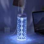 Ovlaživač Zraka i Noćna Lampa s LED Ružom, 400 ml, Bijela/Prozirna, 18 x 7 cm