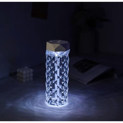 Ovlaživač Zraka i Noćna Lampa s LED Ružom, 400 ml, Bijela/Prozirna, 18 x 7 cm