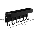 Zidna Vješalica s Policom i Magnetom 24.5 x 8.5 x 5 cm Crna