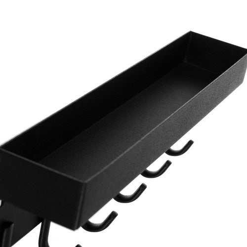 Zidna Vješalica s Policom i Magnetom 24.5 x 8.5 x 5 cm Crna