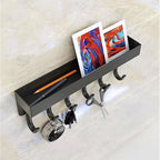 Zidna Vješalica s Policom i Magnetom 24.5 x 8.5 x 5 cm Crna