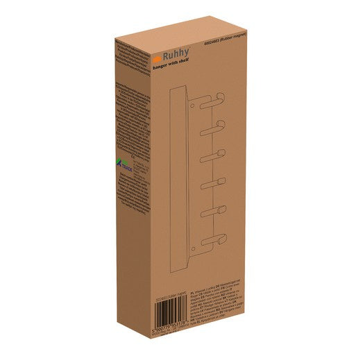Zidna Vješalica s Policom i Magnetom 24.5 x 8.5 x 5 cm Crna