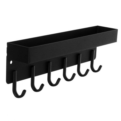 Zidna Vješalica s Policom i Magnetom 24.5 x 8.5 x 5 cm Crna