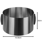 Podesivi Obruč za Torte 16-30 cm, Visina 20 cm, Srebrni
