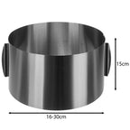 Podesivi Obruč za Torte 16-30 cm, Visina 15 cm, Srebrni