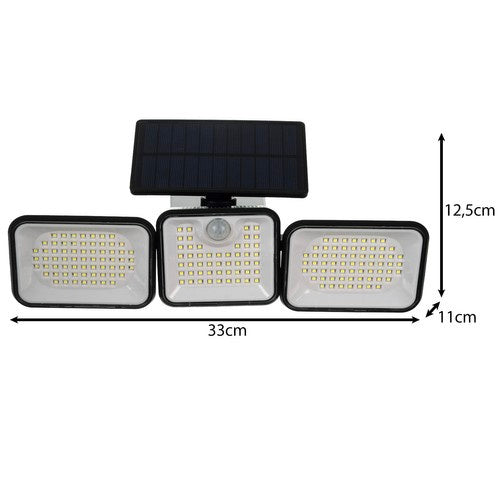 Solarna Vanjska Lampa 180 LED s Senzorom Pokreta i Sumraka, Crna, 33 x 11 x 12.5 cm