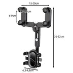 Rotirajući Držač za Telefon za Retrovizor u Autu, Crno-Srebrni, 26-32 x 15-20 cm