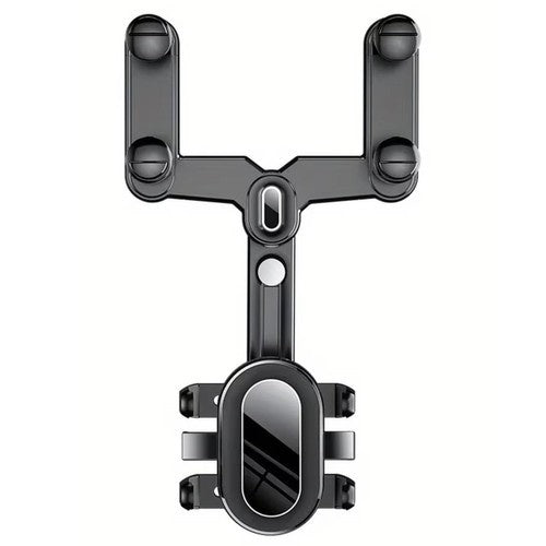 Rotirajući Držač za Telefon za Retrovizor u Autu, Crno-Srebrni, 26-32 x 15-20 cm