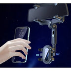 Rotirajući Držač za Telefon za Retrovizor u Autu, Crno-Srebrni, 26-32 x 15-20 cm