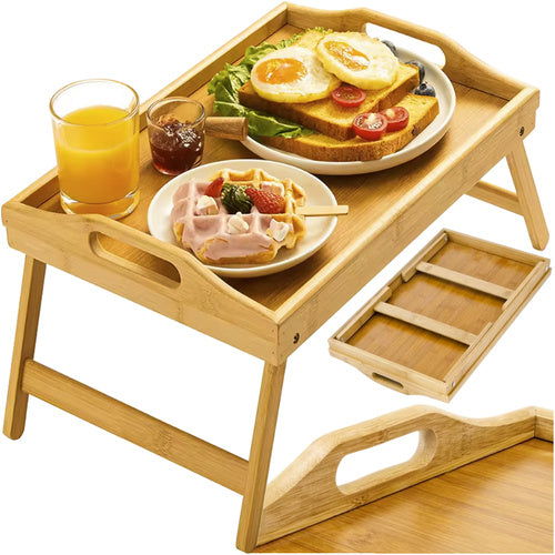 Sklopivi Bambusov Stolić za Doručak u Krevetu 73 x 31 x 21 cm