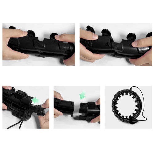 Hula Hoop s Masažerom i Utezima, 30-42 cm, Crni