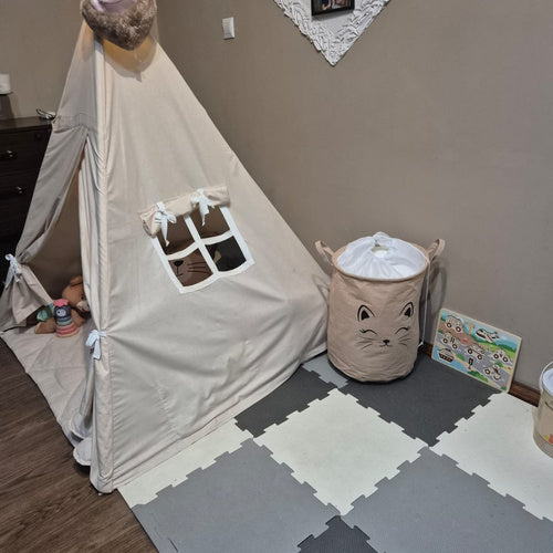 Košara za Igračke i Rublje 42L, Bež s Printom, 32 x 43 cm