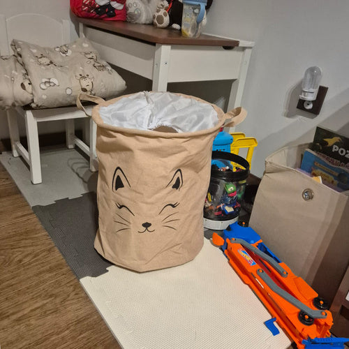 Košara za Igračke i Rublje 42L, Bež s Printom, 32 x 43 cm