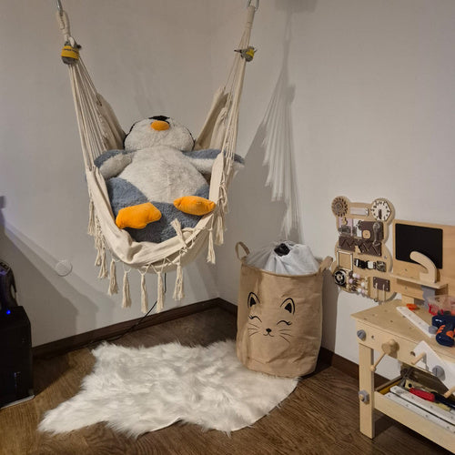 Košara za Igračke i Rublje 42L, Bež s Printom, 32 x 43 cm