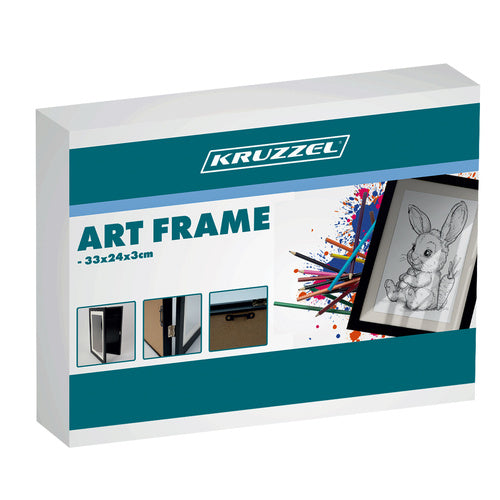 Okvir za Dječje Crteže A4, Kapacitet 150 Radova, Crni, 33 x 24 x 3 cm