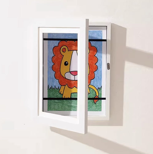 Okvir za Dječje Crteže A4, Bijeli, Kapacitet 150 Radova, 33 x 24 x 3 cm