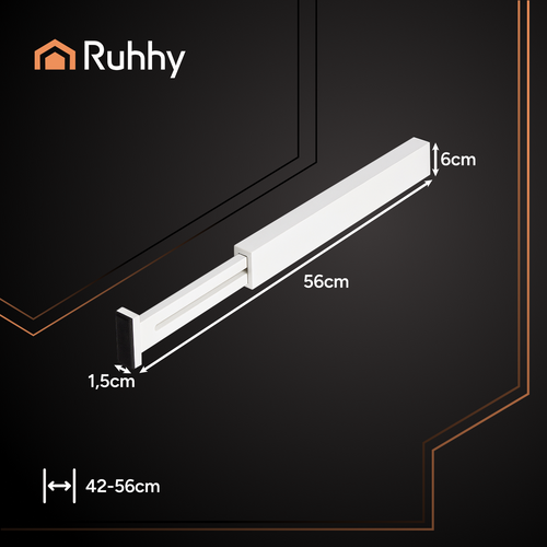 Bijeli Organizator za Ladice od Bambusa, Podesivi, 42-56 x 6 x 1.5 cm, 4 Komada
