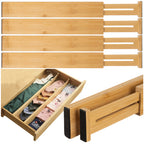 Podesivi Organizator Za Ladice od Bambusa 42-56 x 6 x 1.5 cm, 4 Komada