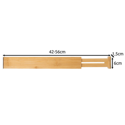 Podesivi Organizator Za Ladice od Bambusa 42-56 x 6 x 1.5 cm, 4 Komada