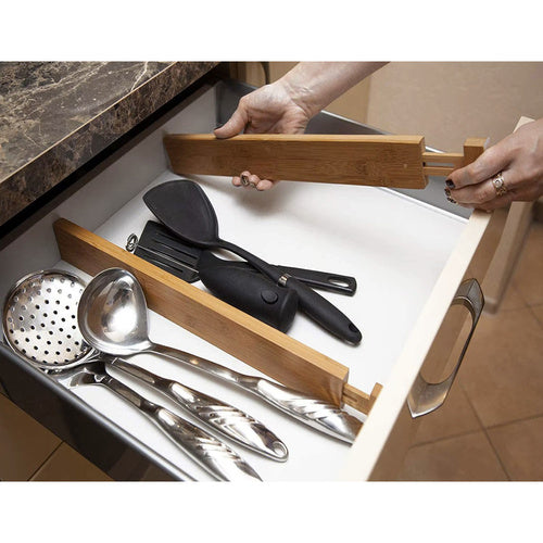 Podesivi Organizator Za Ladice od Bambusa 42-56 x 6 x 1.5 cm, 4 Komada