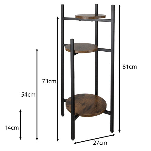 Metalni Stalak za Cvijeće s 3 Nivoa 81x27x27 cm Crno-smeđi