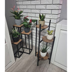Metalni Stalak za Cvijeće s 3 Nivoa 81x27x27 cm Crno-smeđi
