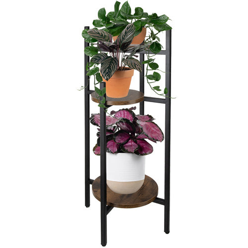 Metalni Stalak za Cvijeće s 3 Nivoa 81x27x27 cm Crno-smeđi
