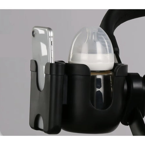 2u1 Držač Za Bočicu i Telefon Za Kolica, Crni, 18 x 9.2 x 9.4 cm