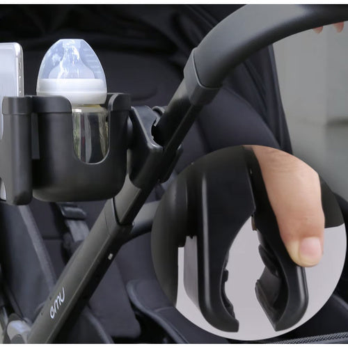 2u1 Držač Za Bočicu i Telefon Za Kolica, Crni, 18 x 9.2 x 9.4 cm