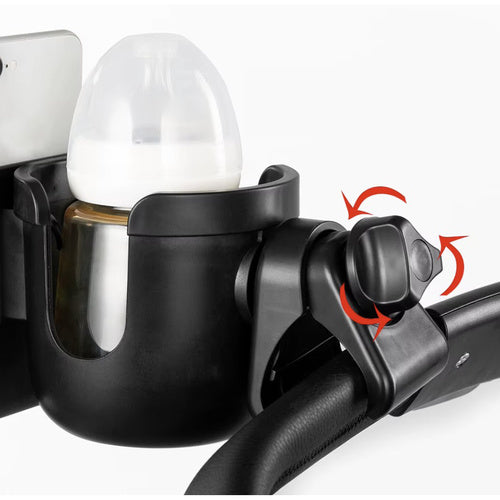 2u1 Držač Za Bočicu i Telefon Za Kolica, Crni, 18 x 9.2 x 9.4 cm