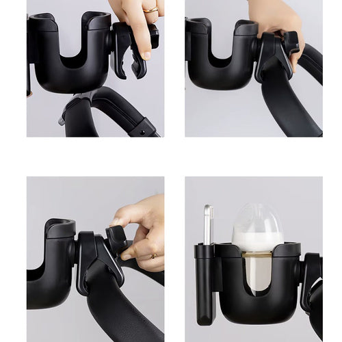 2u1 Držač Za Bočicu i Telefon Za Kolica, Crni, 18 x 9.2 x 9.4 cm