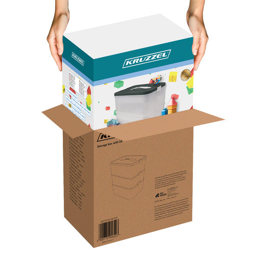 Organizator za Kocke s 3 Razine, 22l, Prozirni, 22.5 x 30.5 x 32.4 cm