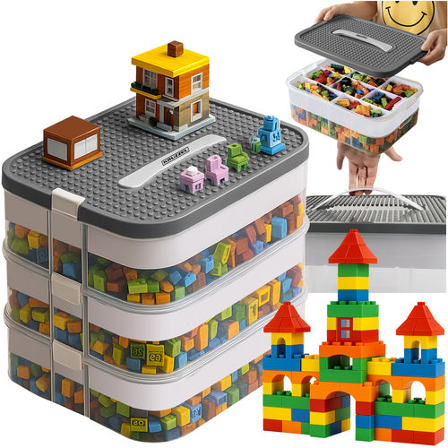 Organizator za Kocke s 3 Razine, 22l, Prozirni, 22.5 x 30.5 x 32.4 cm