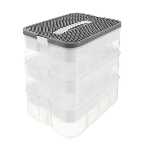 Organizator za Kocke s 3 Razine, 22l, Prozirni, 22.5 x 30.5 x 32.4 cm