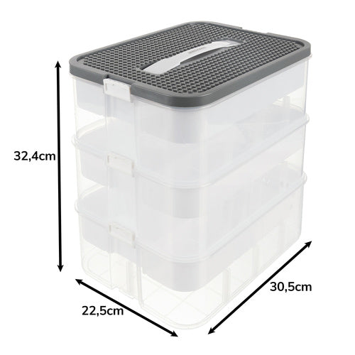 Organizator za Kocke s 3 Razine, 22l, Prozirni, 22.5 x 30.5 x 32.4 cm