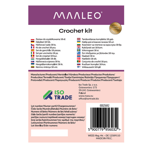 Set za Kukičanje 58 Dijelova u Kutiji 23 x 19 x 8 cm, Višebojni